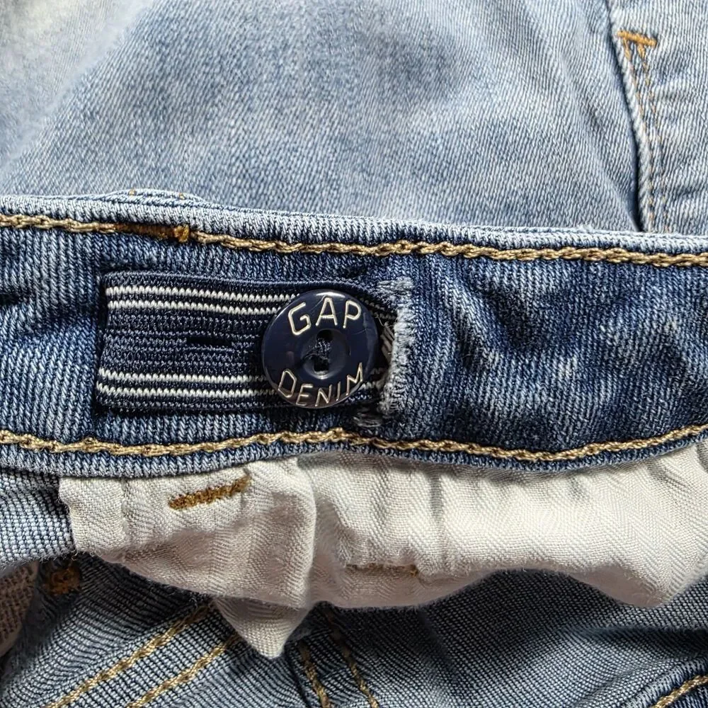 Gap Kids Girls Size 14 Plus Blue Denim Midi Shorts Adjustable Waist Stretch